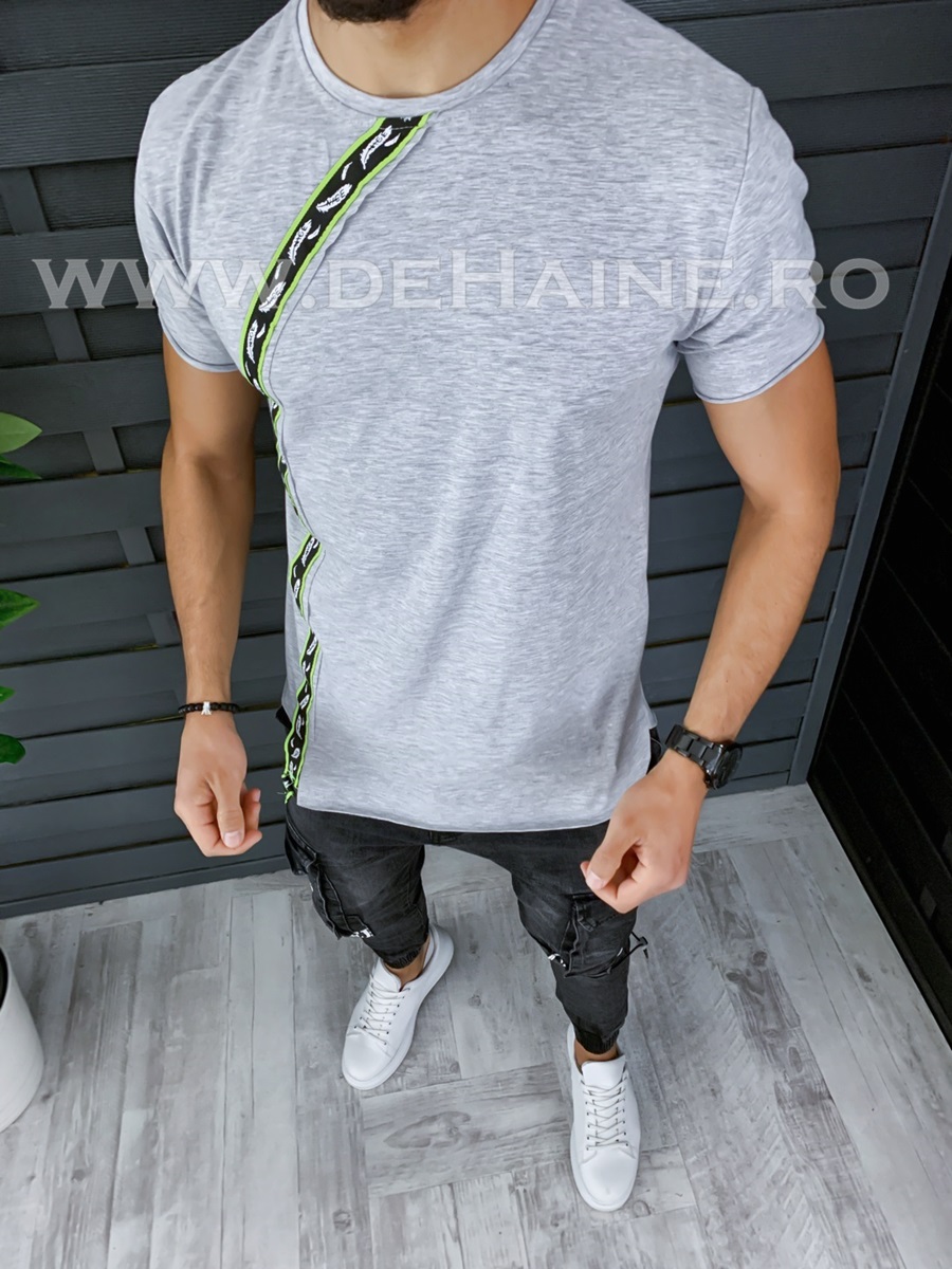 Tricou barbati gri PREMIUM slim fit ZR B1135
